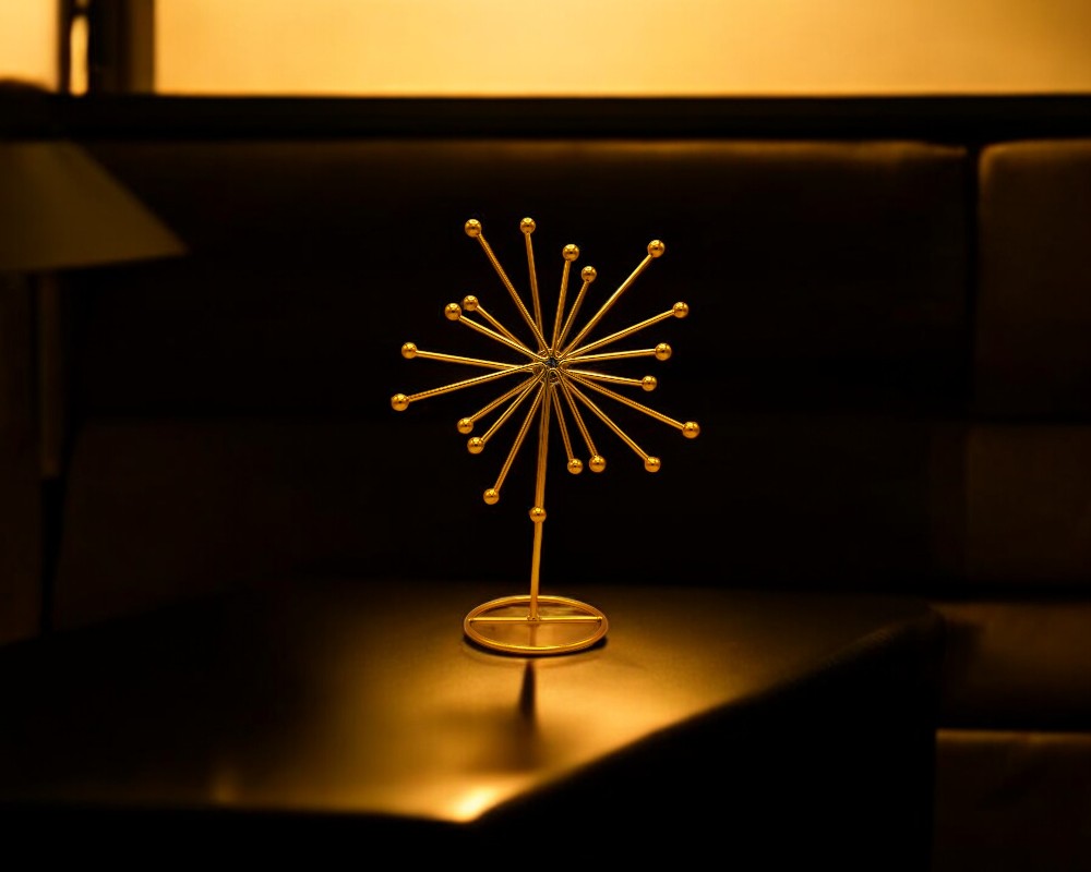 modern golden burst metal showpiece for table decor