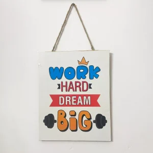 Motivational Frame Wall Art with phrase Work hard dream big.
