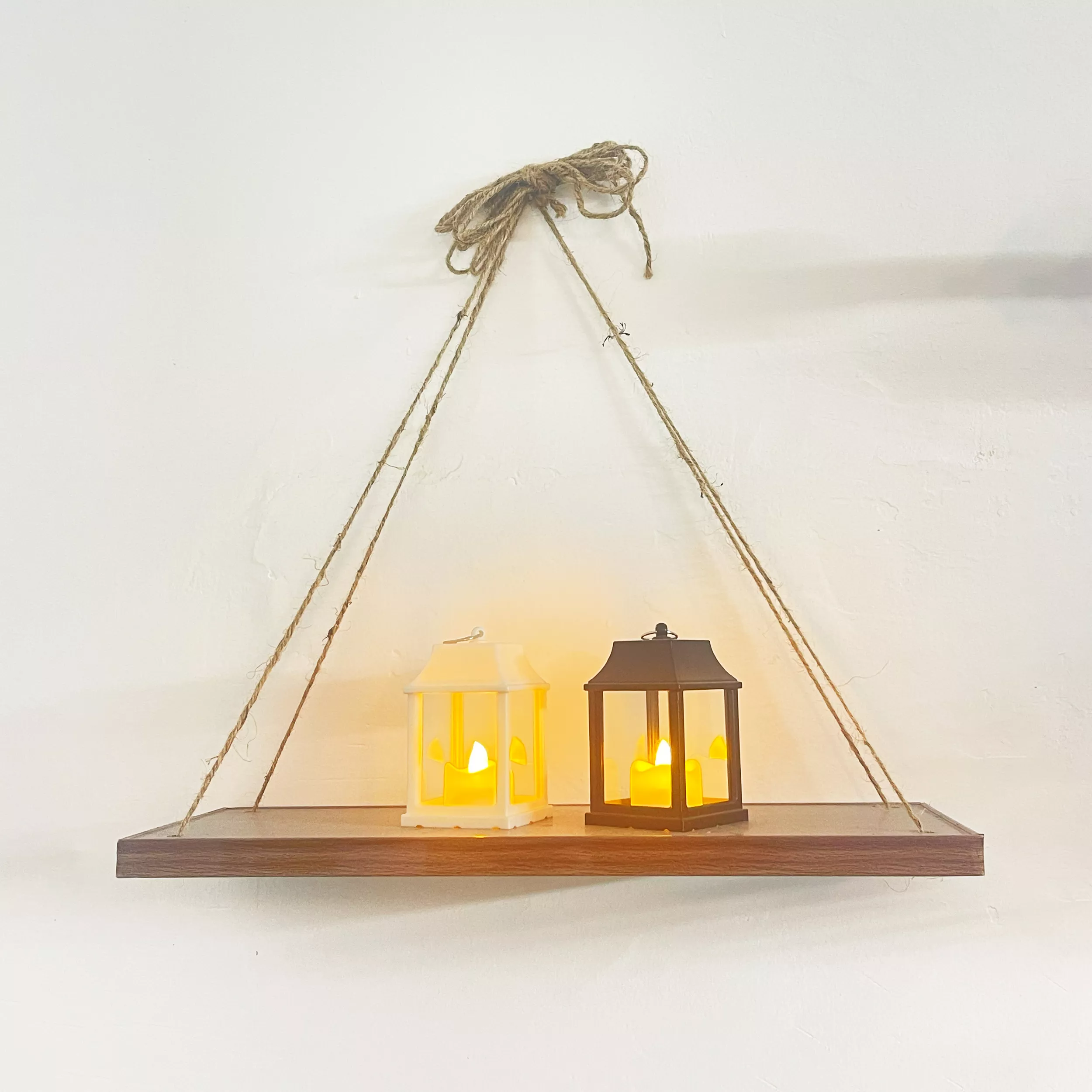 Natural DIY tough rope hanging shelf