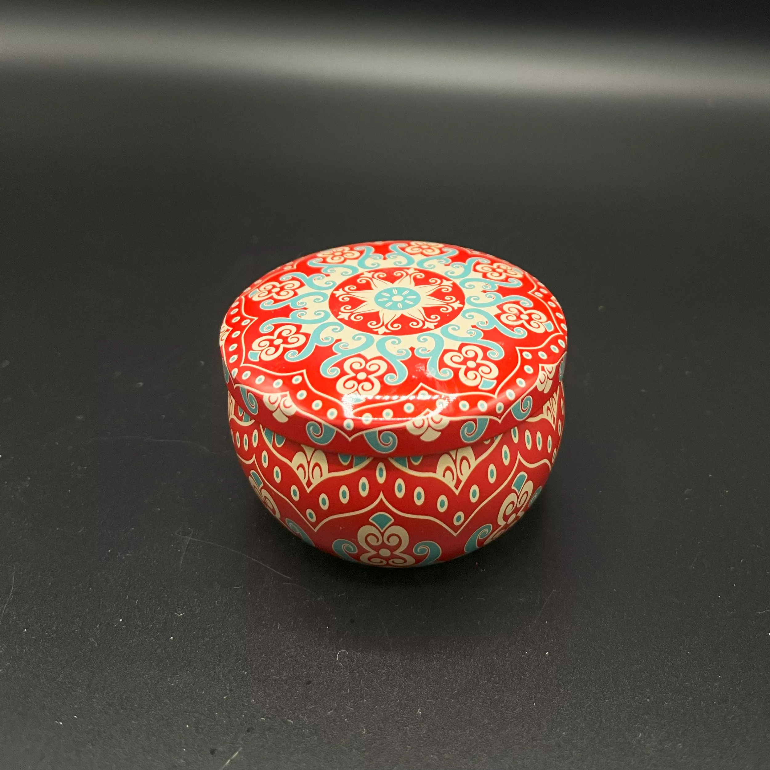 Red Scented Candle Tin Jars With Dried Flower