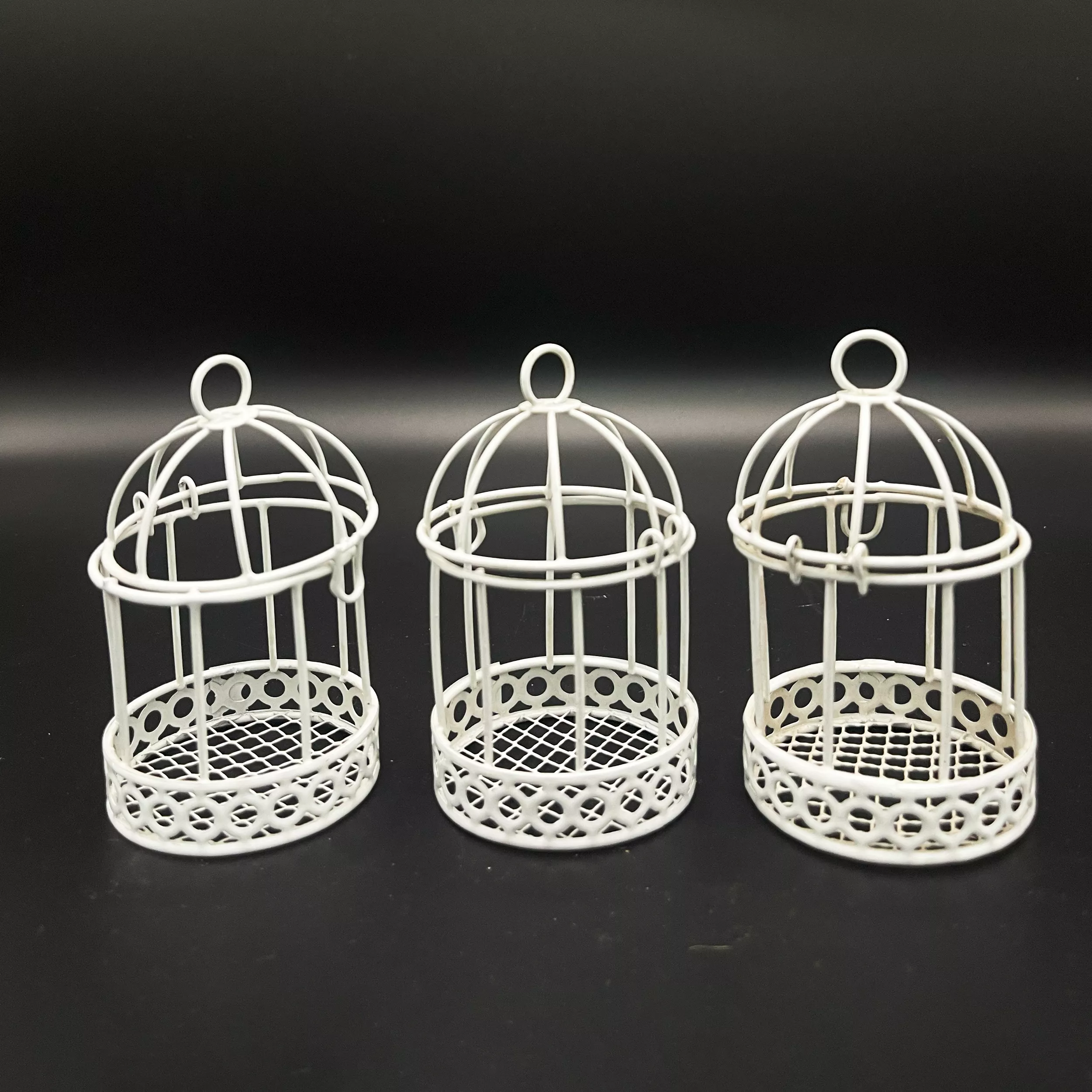Three Small Vintage Style metal bird cage